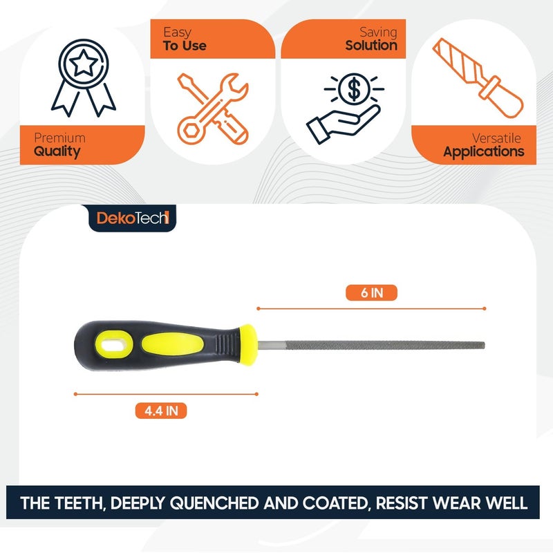DekoTech Dekotec 6-Inch Round File – High Carbon Steel Hand File with Ergonomic Anti-Slip Handle - Image 5